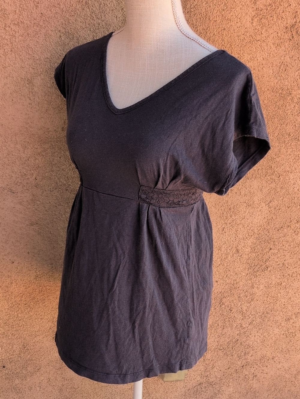 Lei Black V-neck Tie Back Babydoll Cotton Floral Lace Y2K Blouse Whimsigoth